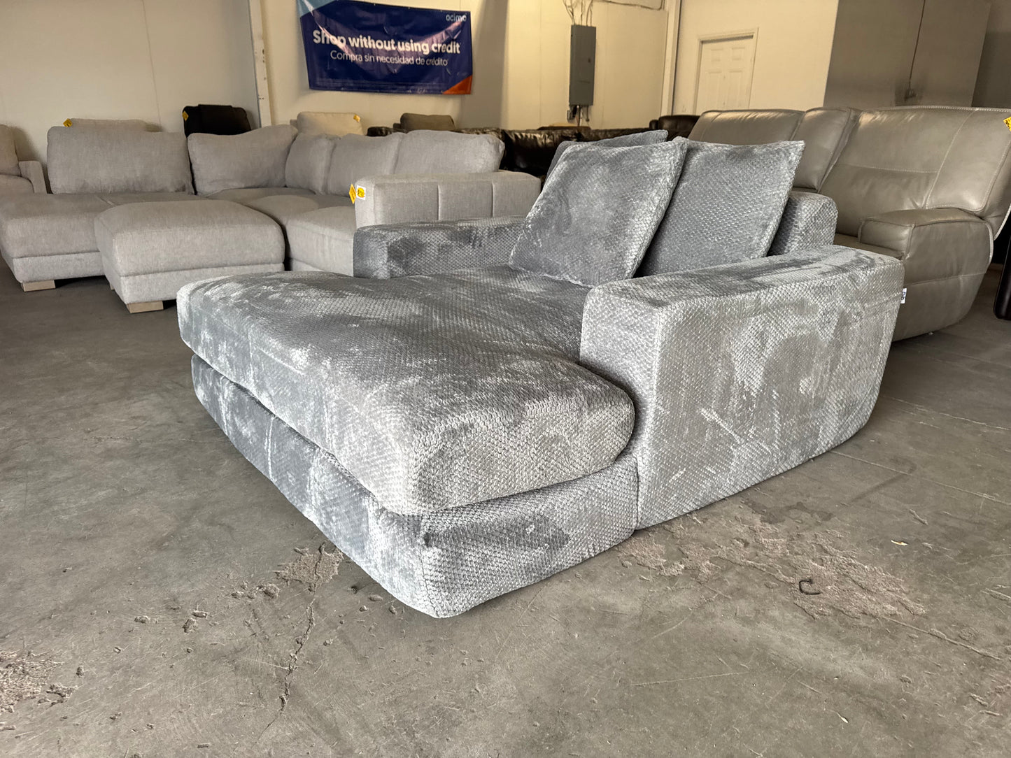 Plush Gray Corduroy Boneless Couch Lounger