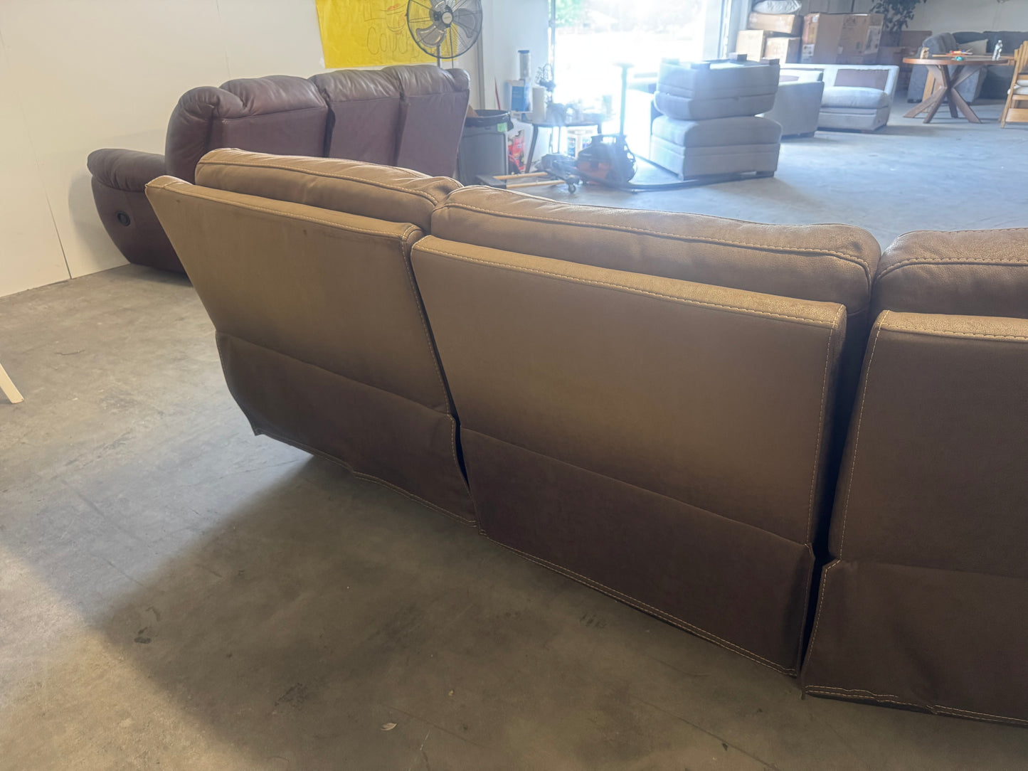 Brown Modular 6 Piece Microfiber Sectional Couch with 3 Manual Recliners