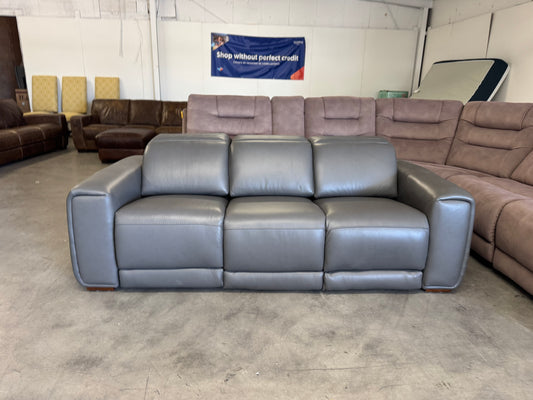 Aiden & Ivy Leather Power Reclining Sofa w/ Power Headrests