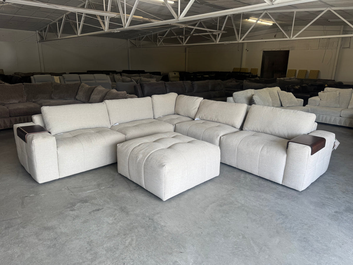 Gorgeous Beige 6-Piece Modular Sectional with Ottoman