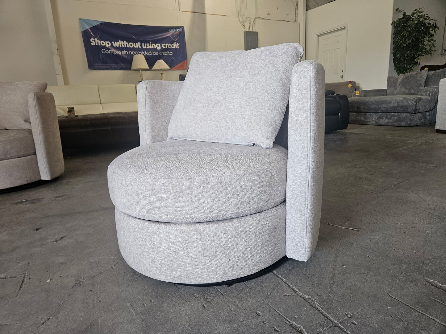 Gray Fabric Swivel Chairs – Set of 2