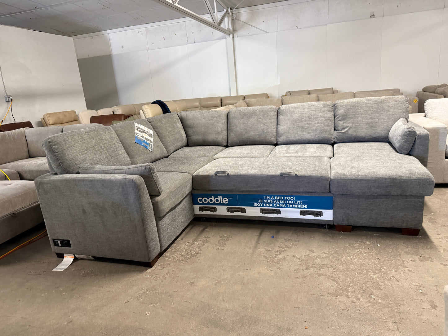 LCoddle Luke Sleeper Sofa w/ Reversible Chaise and Storage