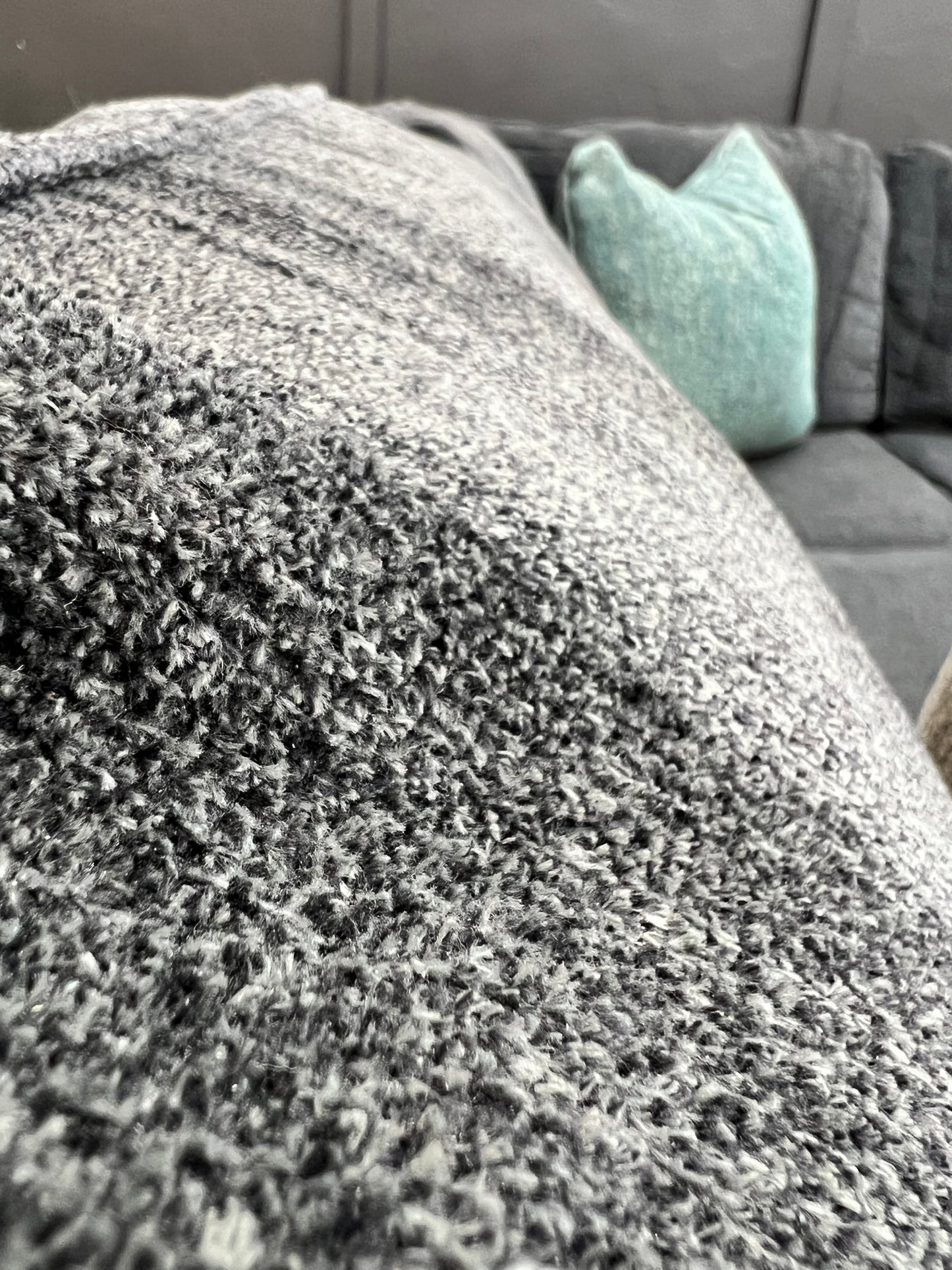 Large Charcoal Gray Sectional Couch with Cuddler