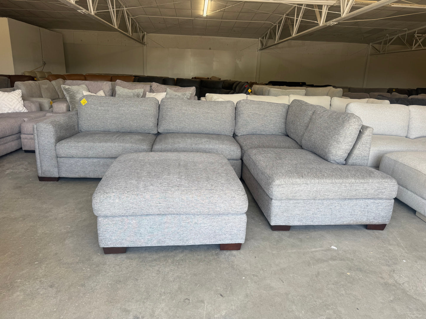 Gray L Shape Sectional with Ottoman