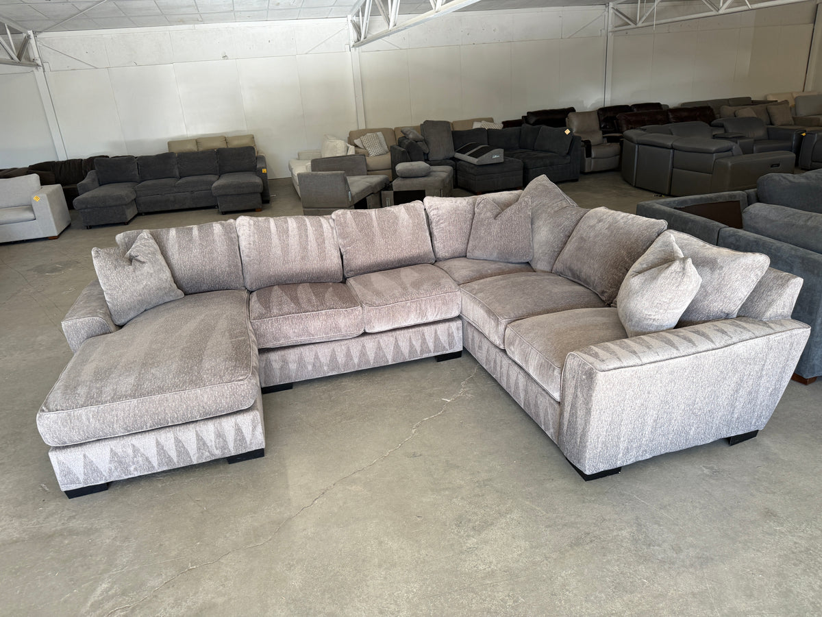 Taupe Down-Filled U-Shaped Sectional – Like New