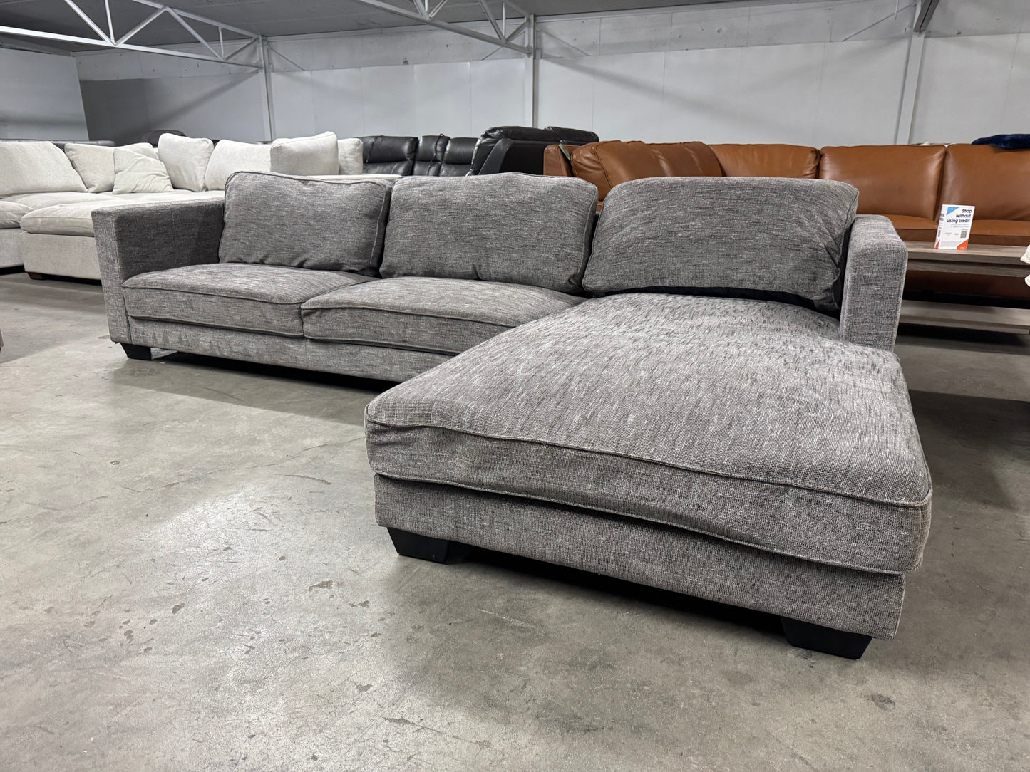 Low-Profile Gray L-Shaped Sofa