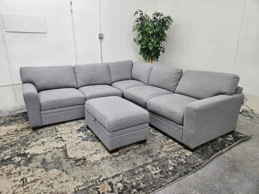 LIKE NEW Costco “Langdon” Sectional - Gray L Shape Sectional with Storage Ottoman