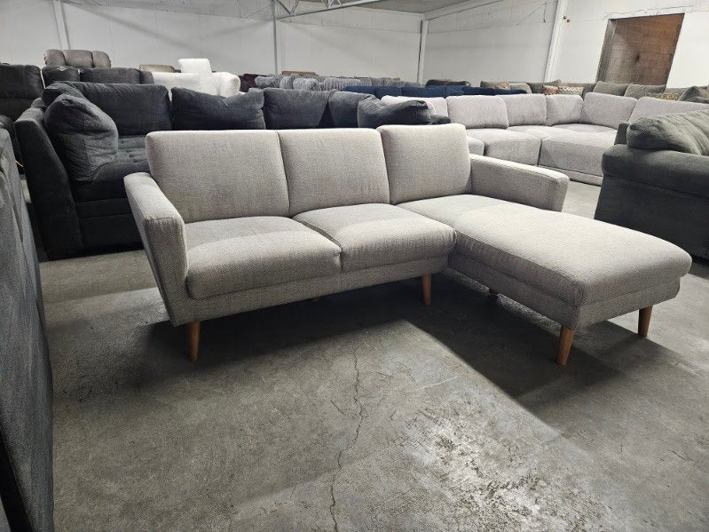 West Elm “Oliver” Twill Gray Fabric Sectional