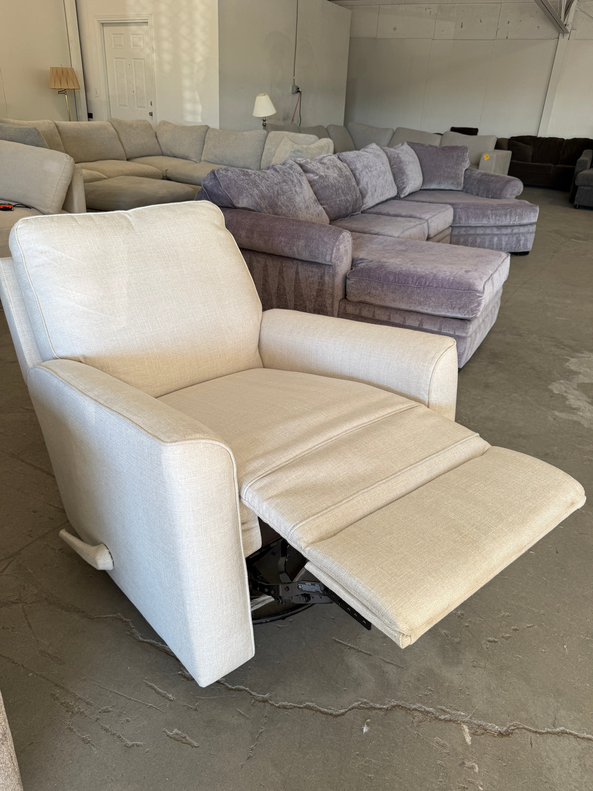 Brand New Beige Swivel Rocker Reclining Chair