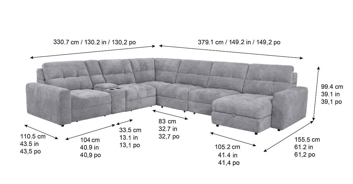 New Gray 7-Piece Modular Reclining Sectional