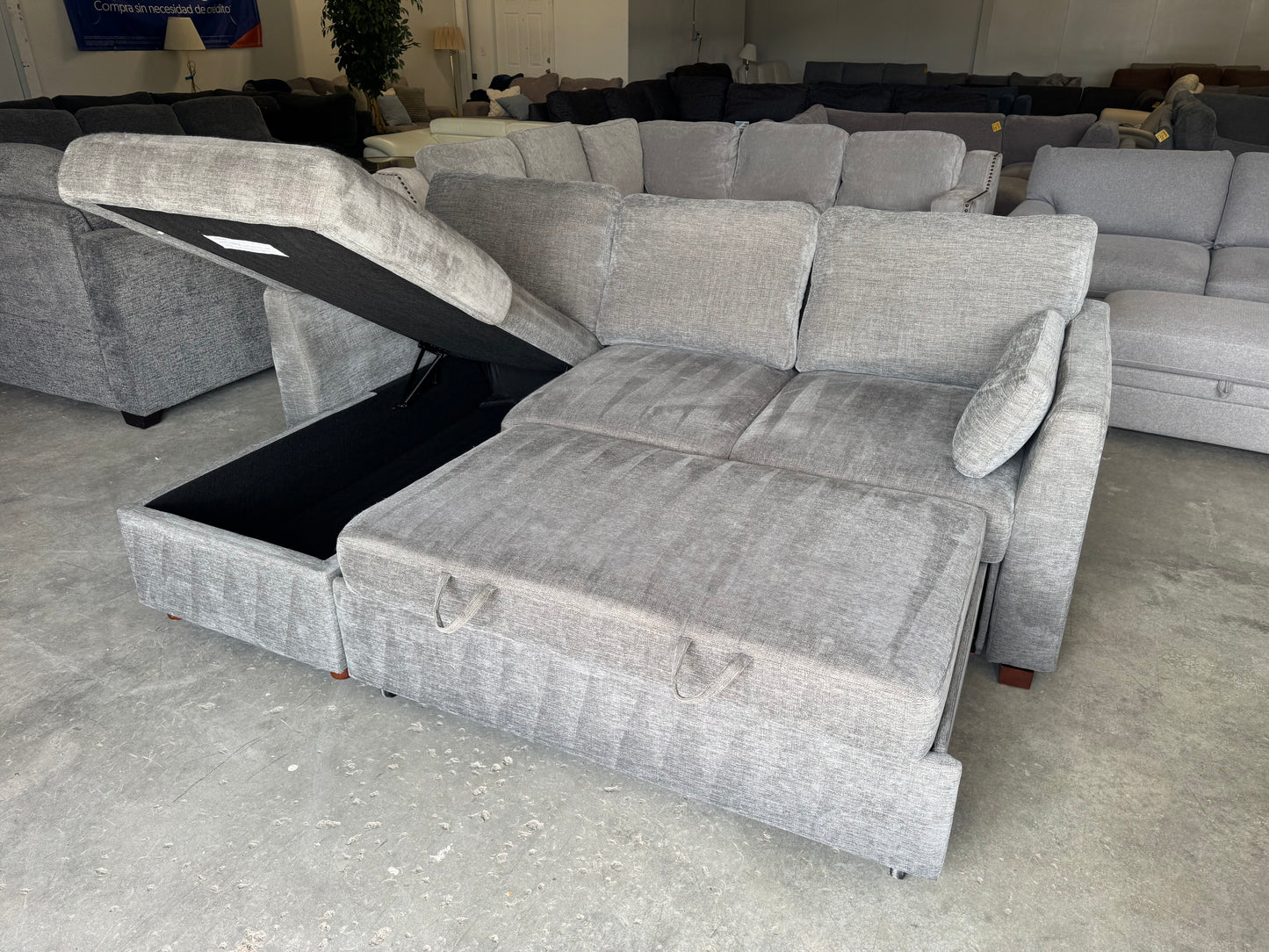 Gray Coddle Sleeper Sofa with Reversible Storage Chaise