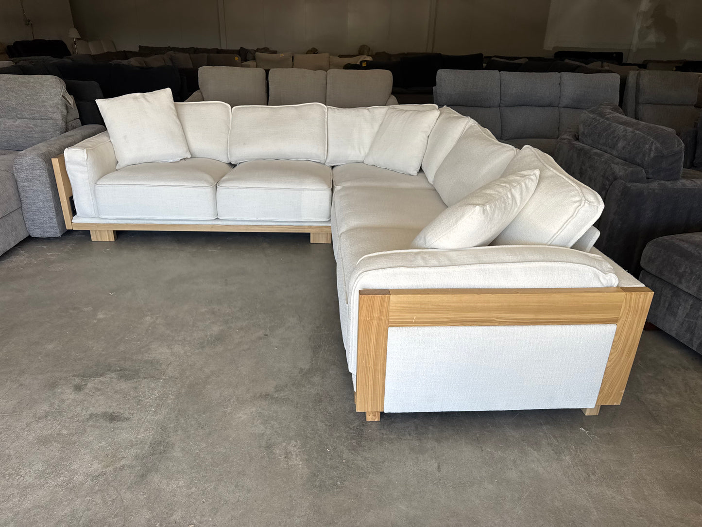 White Mid-Century Modern L-Shape Sectional