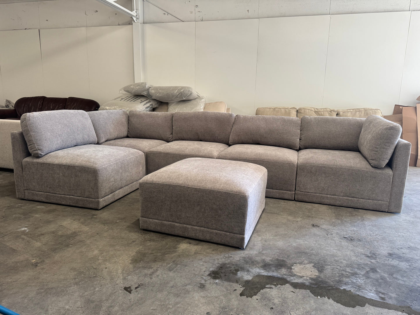 Gray 6-Piece Modular Sectional Sofa with Ottoman