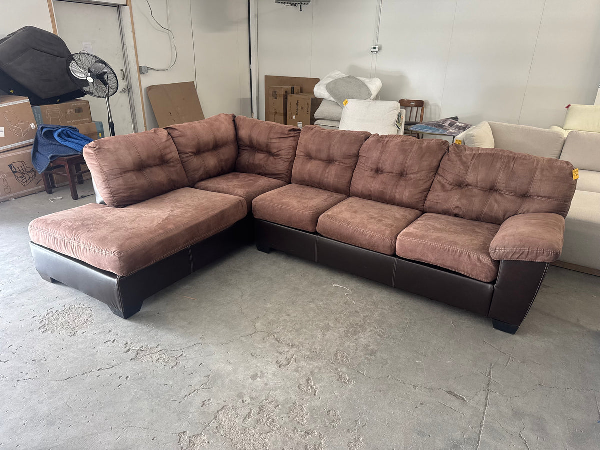 Brown Microfiber L-Shaped with Chaise