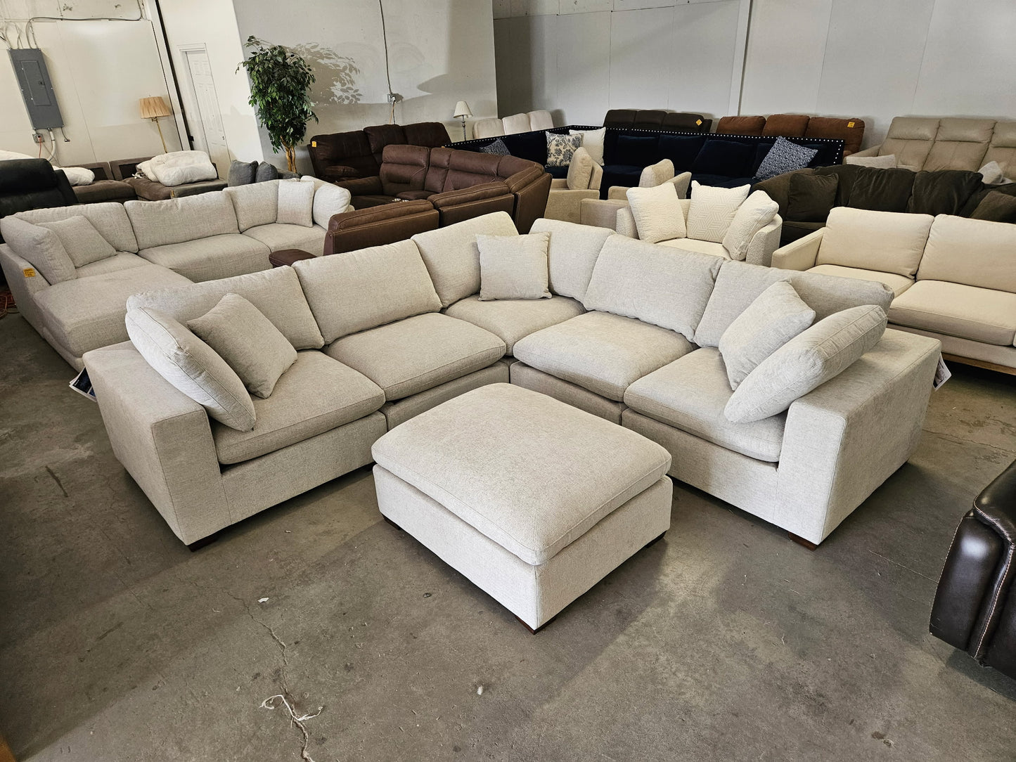 Brand New Light Gray 6 Piece Cloud Sectional Couch
