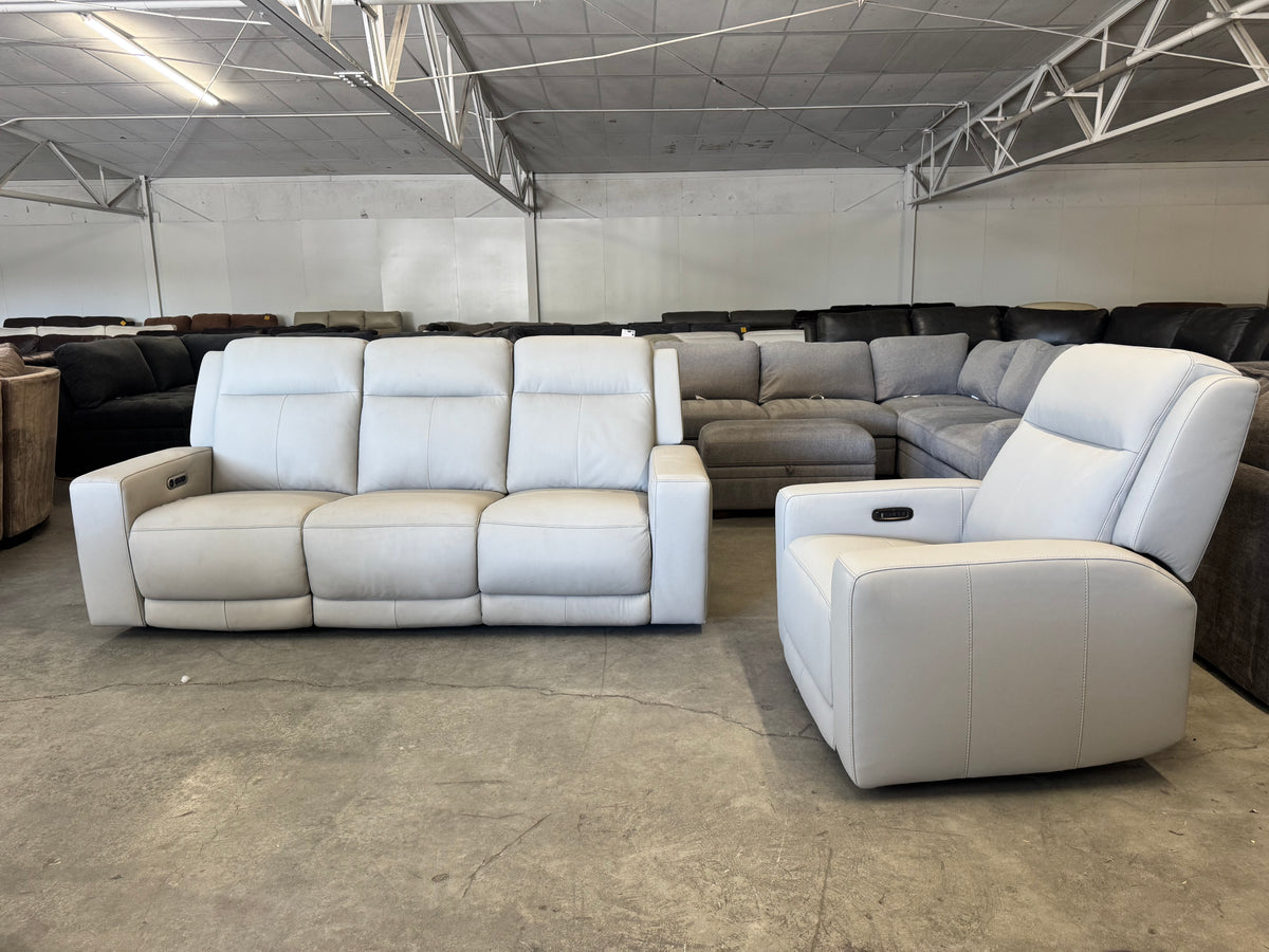 Simon Li Wren Leather Power Reclining Sofa & Zero Gravity Recliner