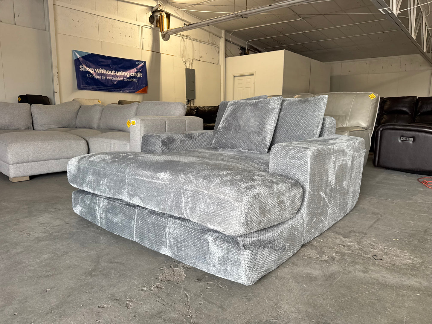 Plush Gray Corduroy Boneless Couch Lounger