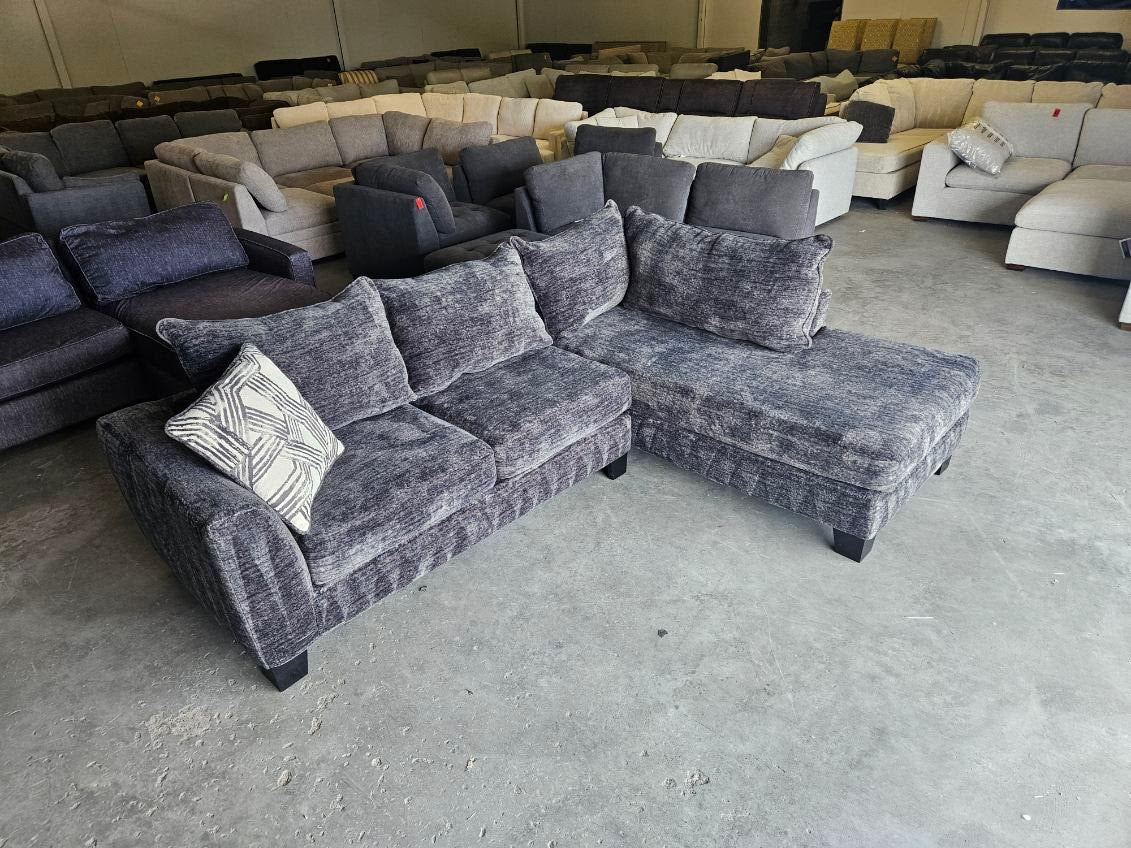Plush Charcoal Gray L-Shaped Sectional