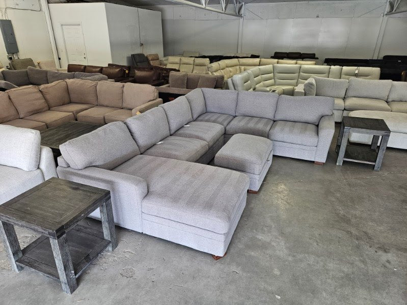 Gray U Shape Sectional Sofa with Storage Ottoman