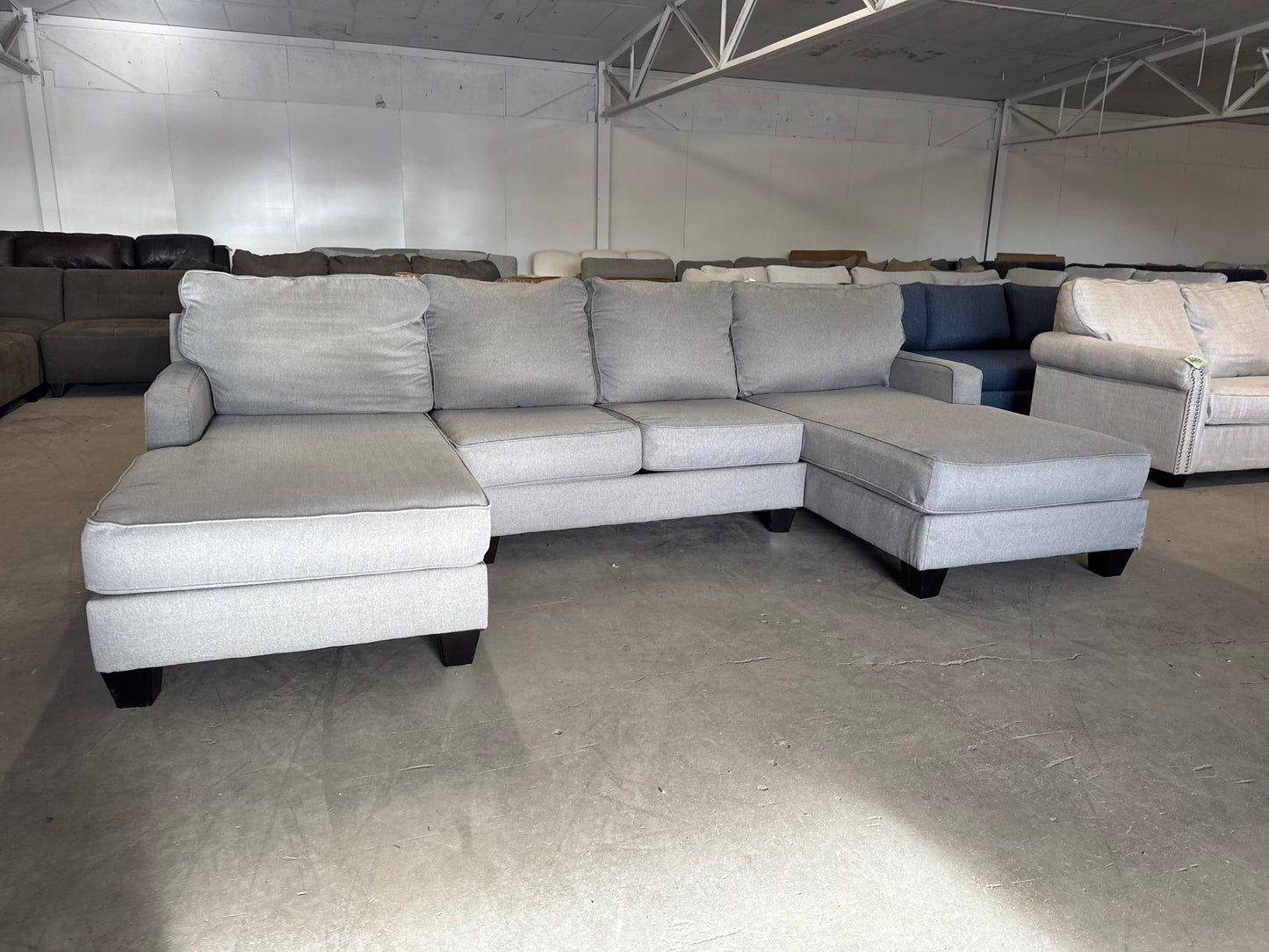 Gray Sectional with Dual Chaise Lounges