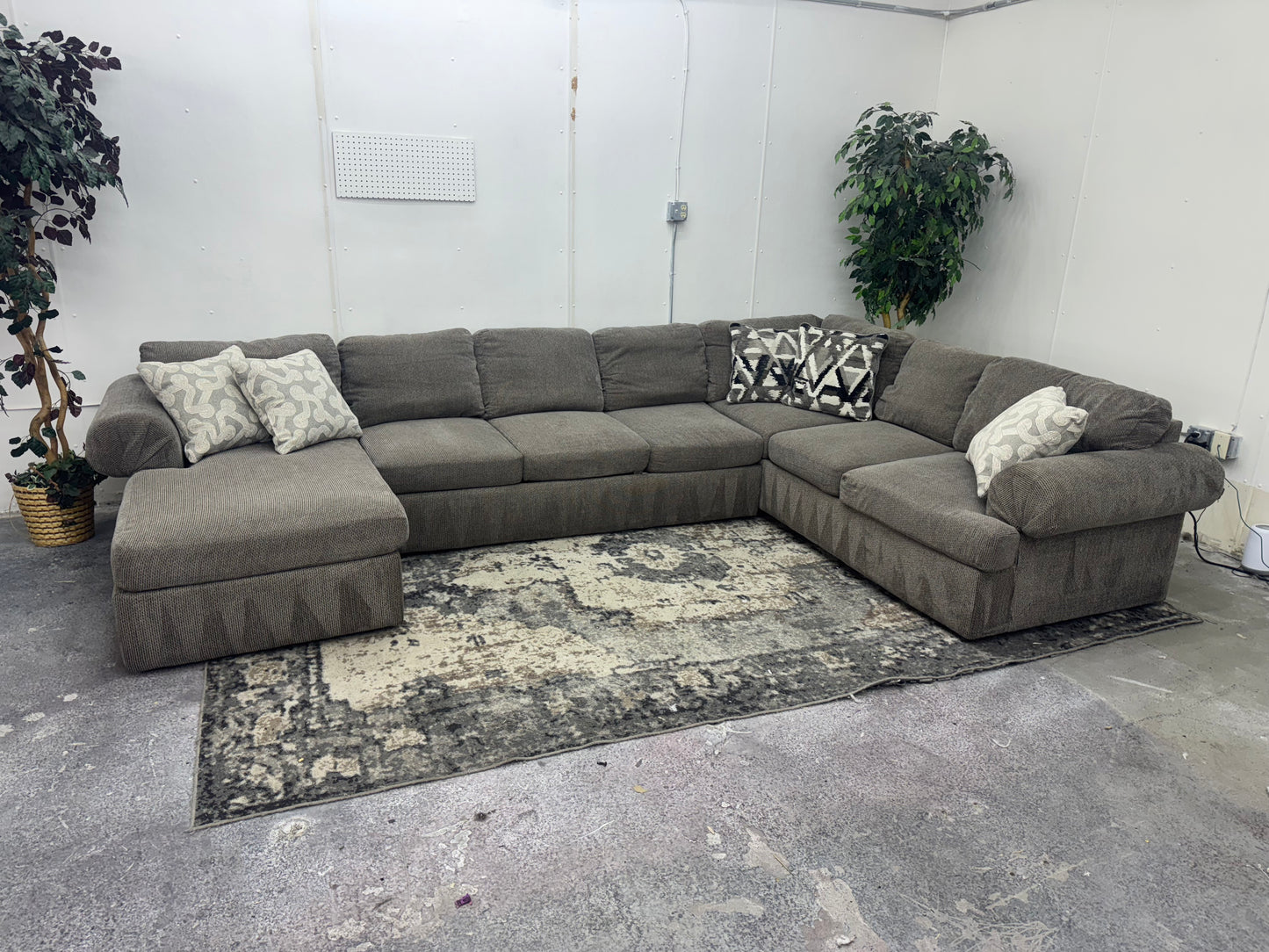 Huge Taupe U-Shaped Sectional with Chaise