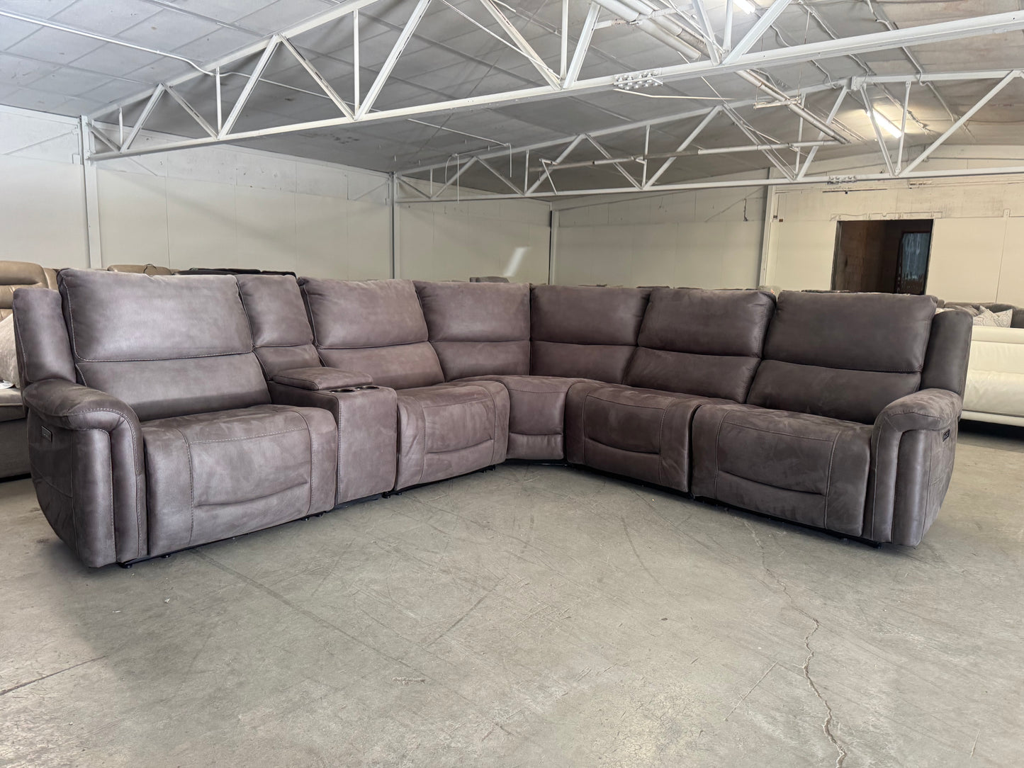 Brown Microfiber Power Reclining Modular Sectional