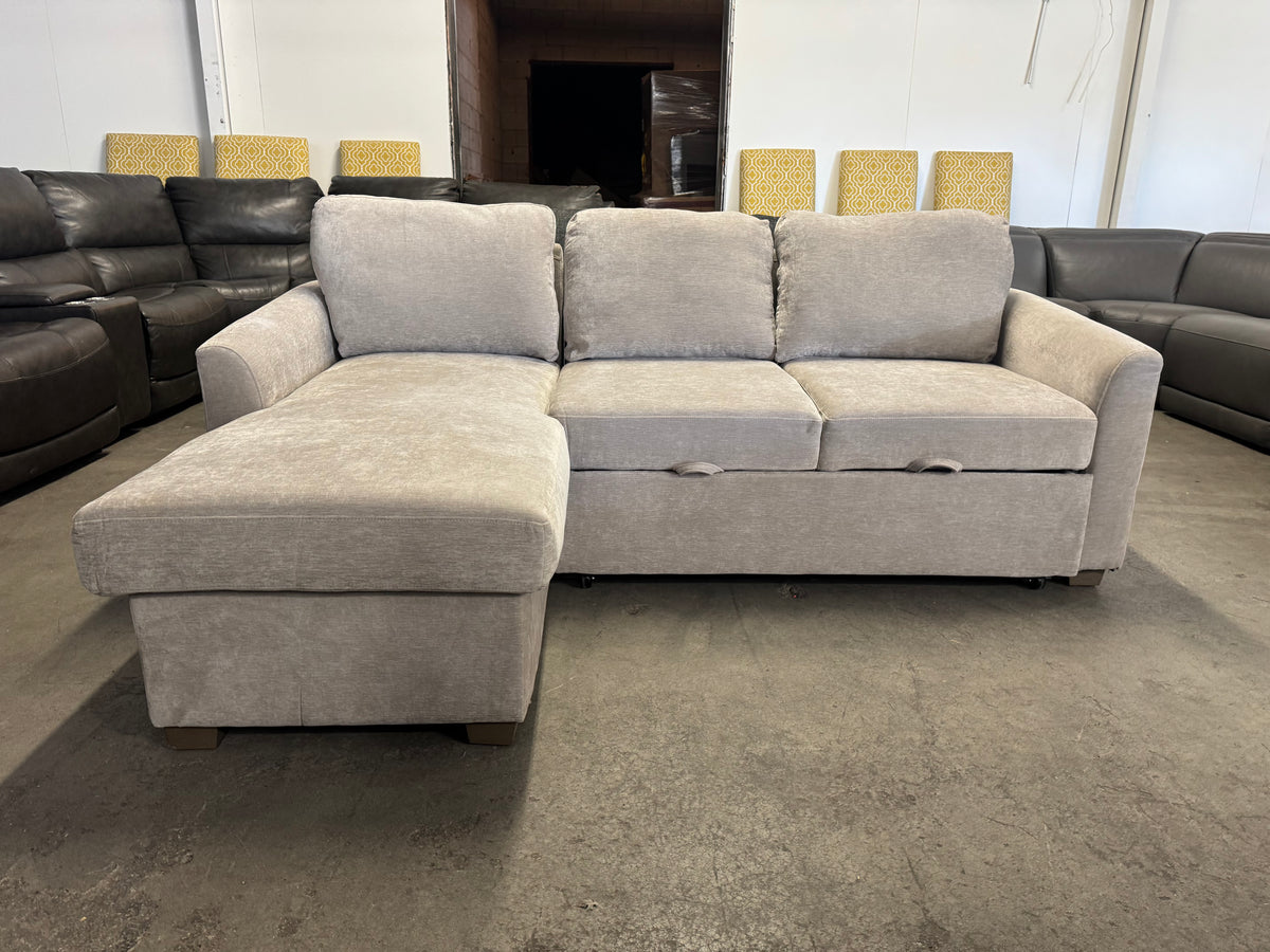 Taupe Coddle Sleeper Sofa with Reversible Storage Chaise
