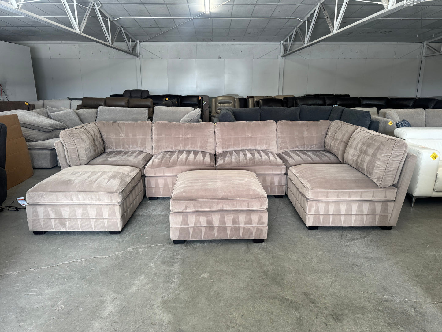 Tan Microfiber Modular 7 Piece Sectional Sofa
