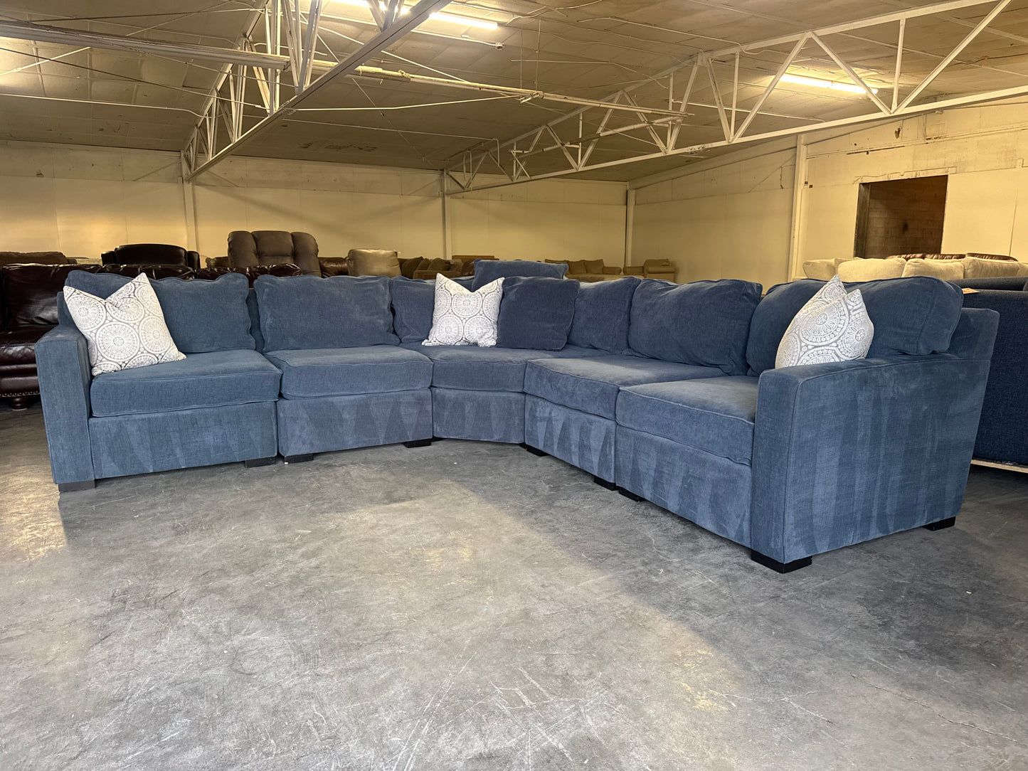 Macy’s Radley Navy Blue 5-Piece Fabric Sofa