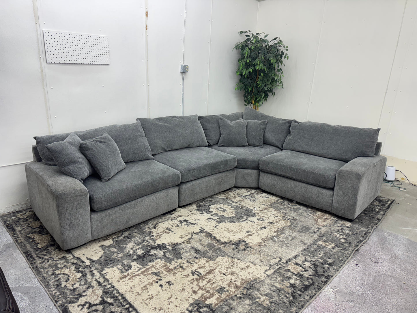 Gray Modular 4 Piece L Shape Sectional Couch