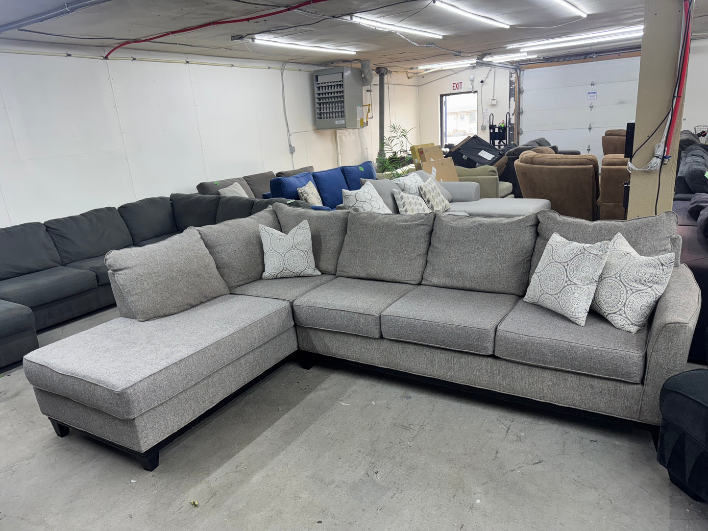Large Light Gray L Shape Sectional Couch