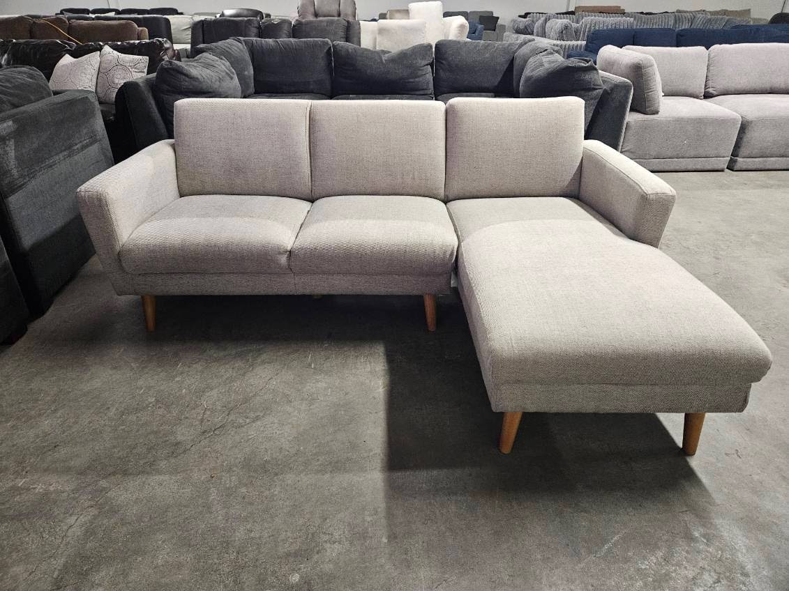 West Elm “Oliver” Twill Gray Fabric Sectional