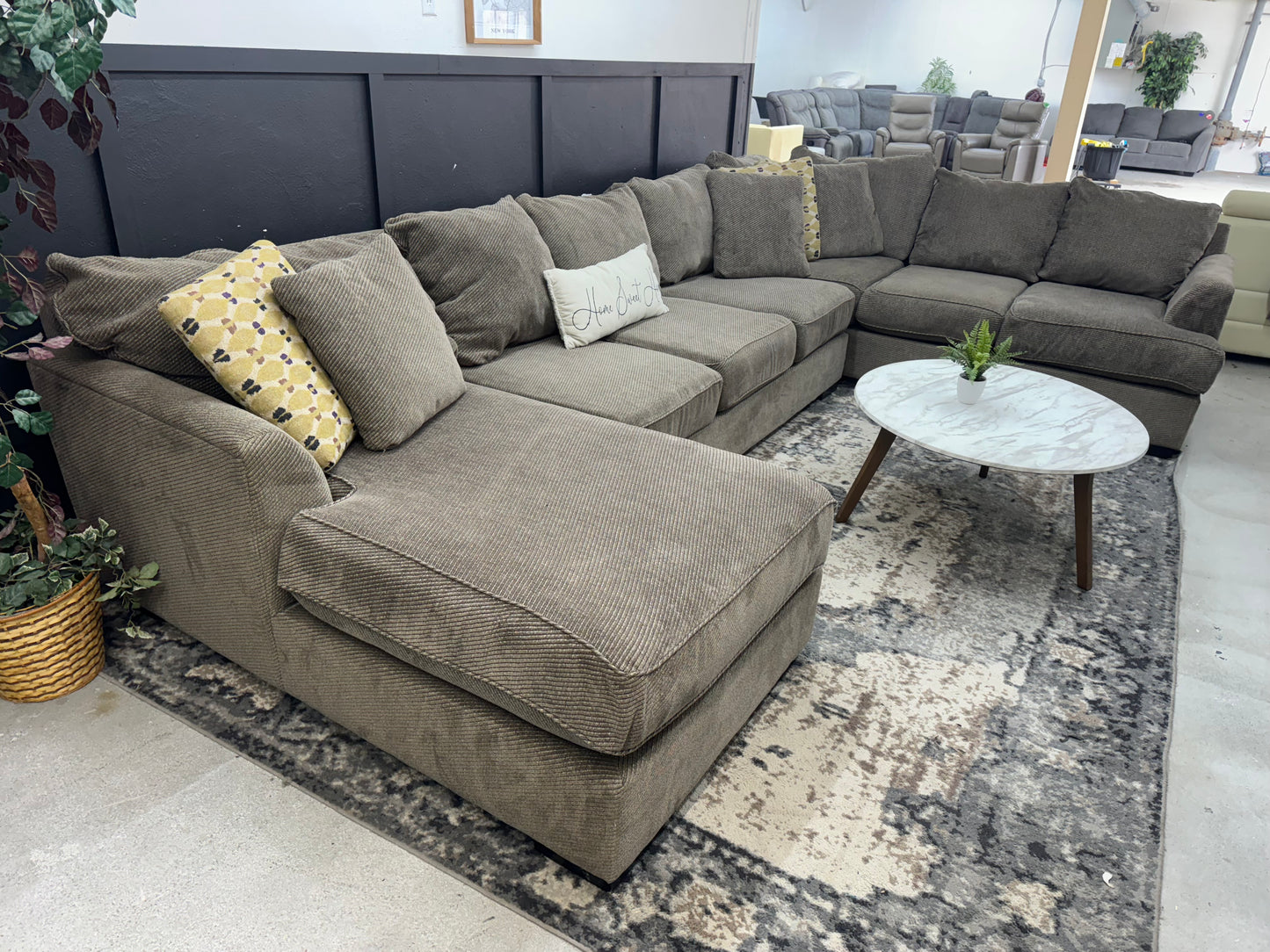 GIGANTIC Brown U Shape Sectional Couch