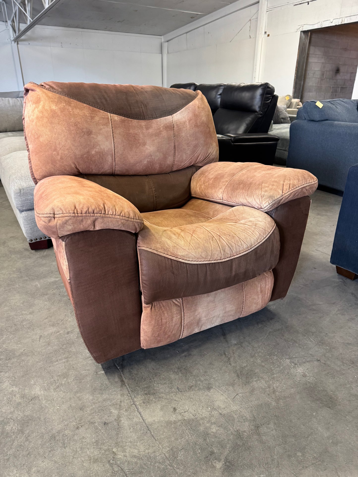 Brown / Beige Two-Toned Electric Rocking Recliner