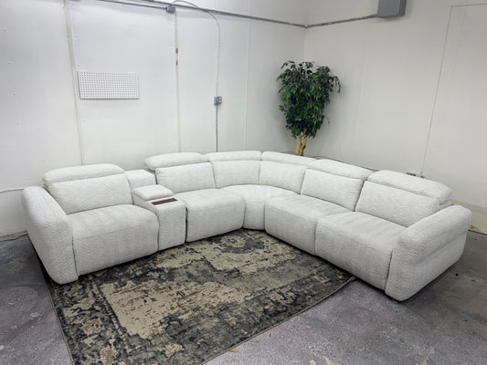 LIKE NEW Plush White 6-Piece Modular Reclining Sectional Sofa