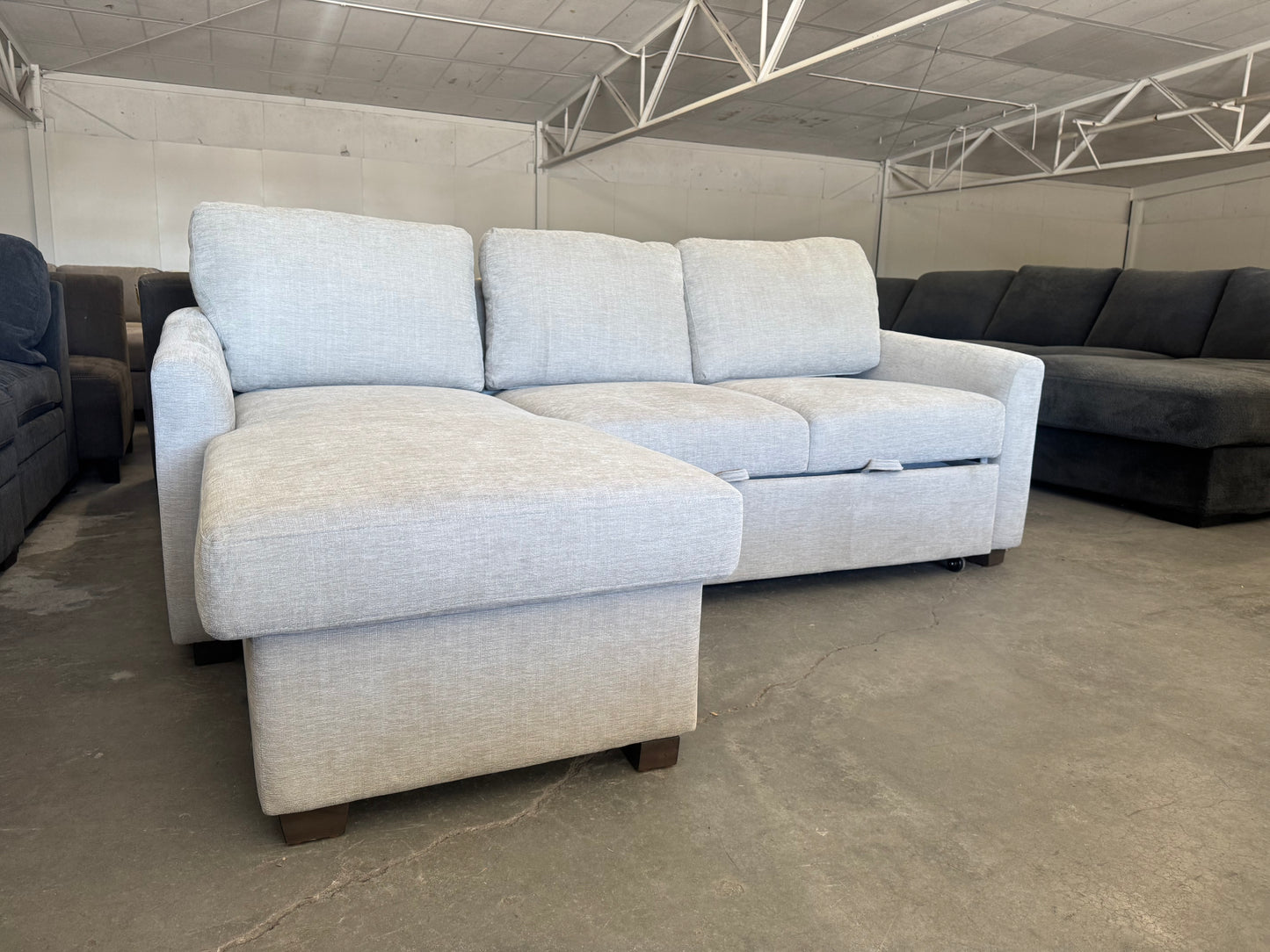 Beige Coddle Cameron Convertible Sleeper Sofa with Storage Chaise