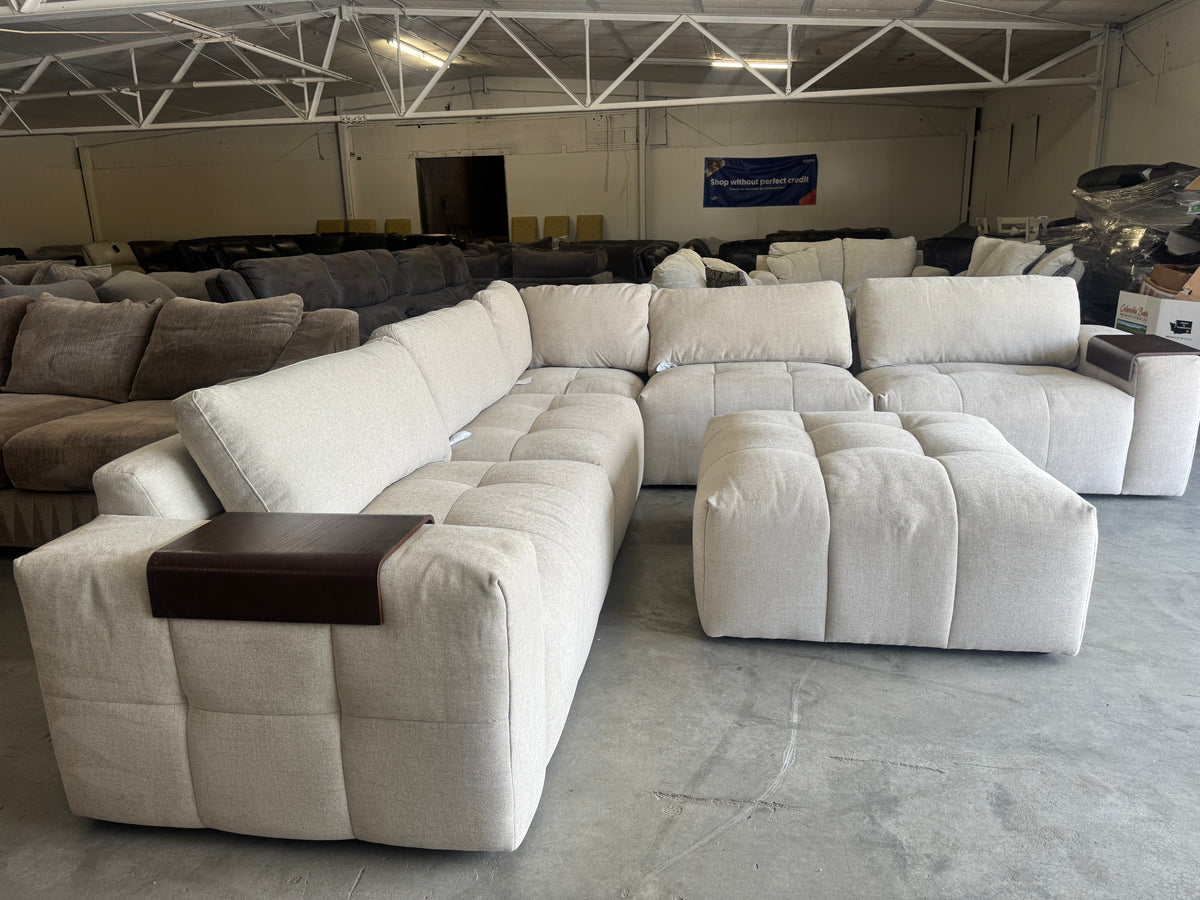 Gorgeous Beige 6-Piece Modular Sectional with Ottoman