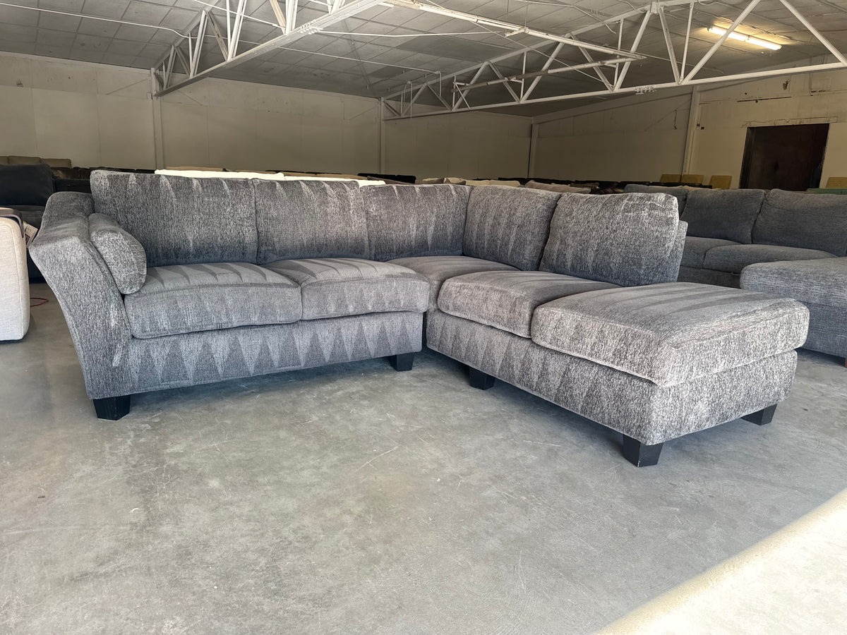 Charcoal Gray L-Shaped Sectional with Chaise Lounge