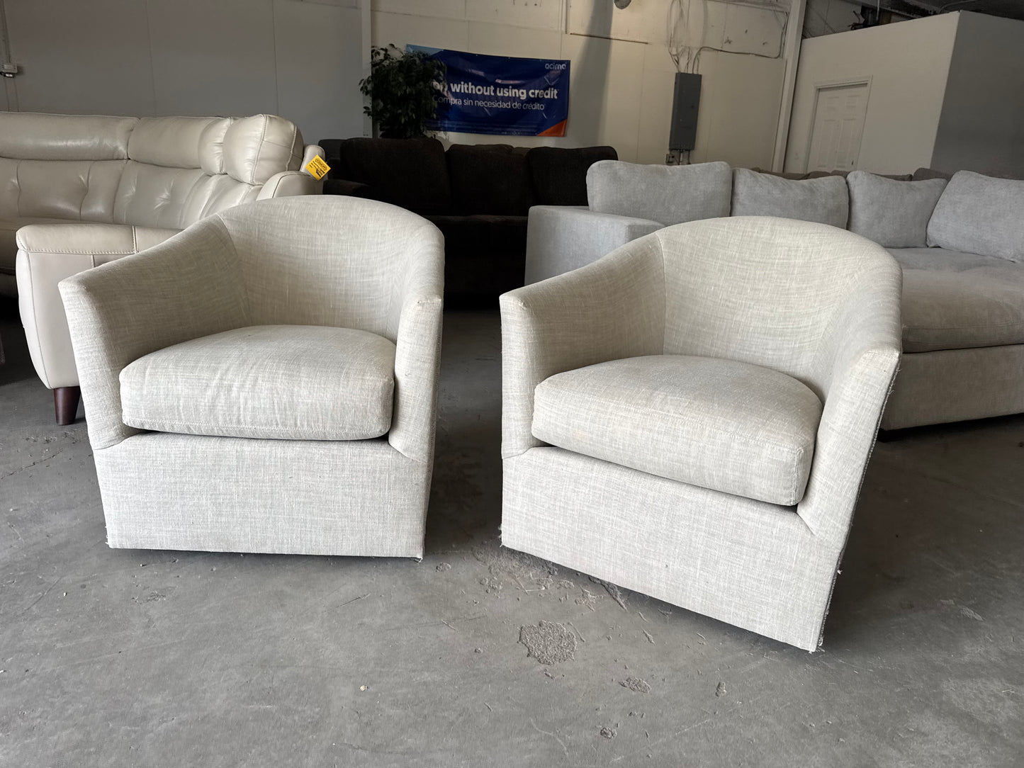 Designer Beige Swivel Chairs (Set of 2)