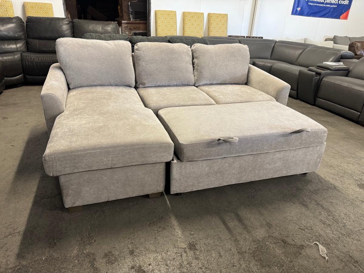Taupe Coddle Sleeper Sofa with Reversible Storage Chaise