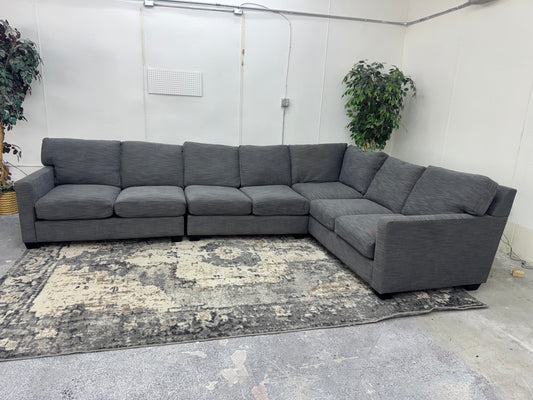 Huge Gray Mid Century Modern L Shape Sectional Couch
