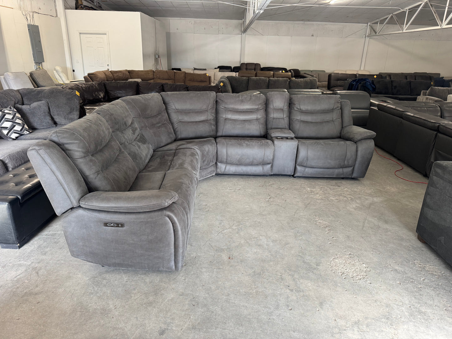 Zero Gravity Modular 6 Piece Gray Sectional with 3 Electric Recliners
