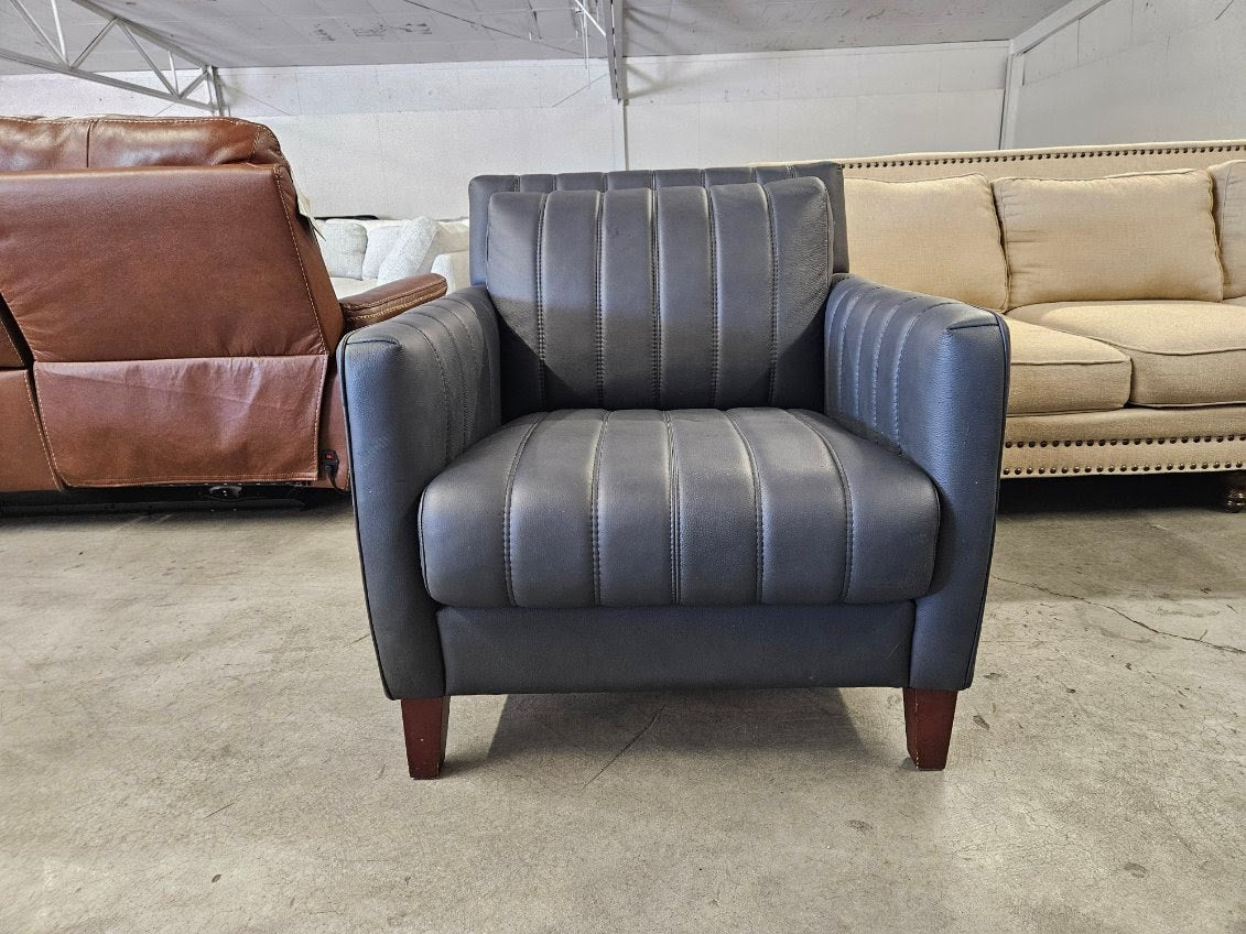 Blue Leather Sofa, Loveseat & Armchair Set