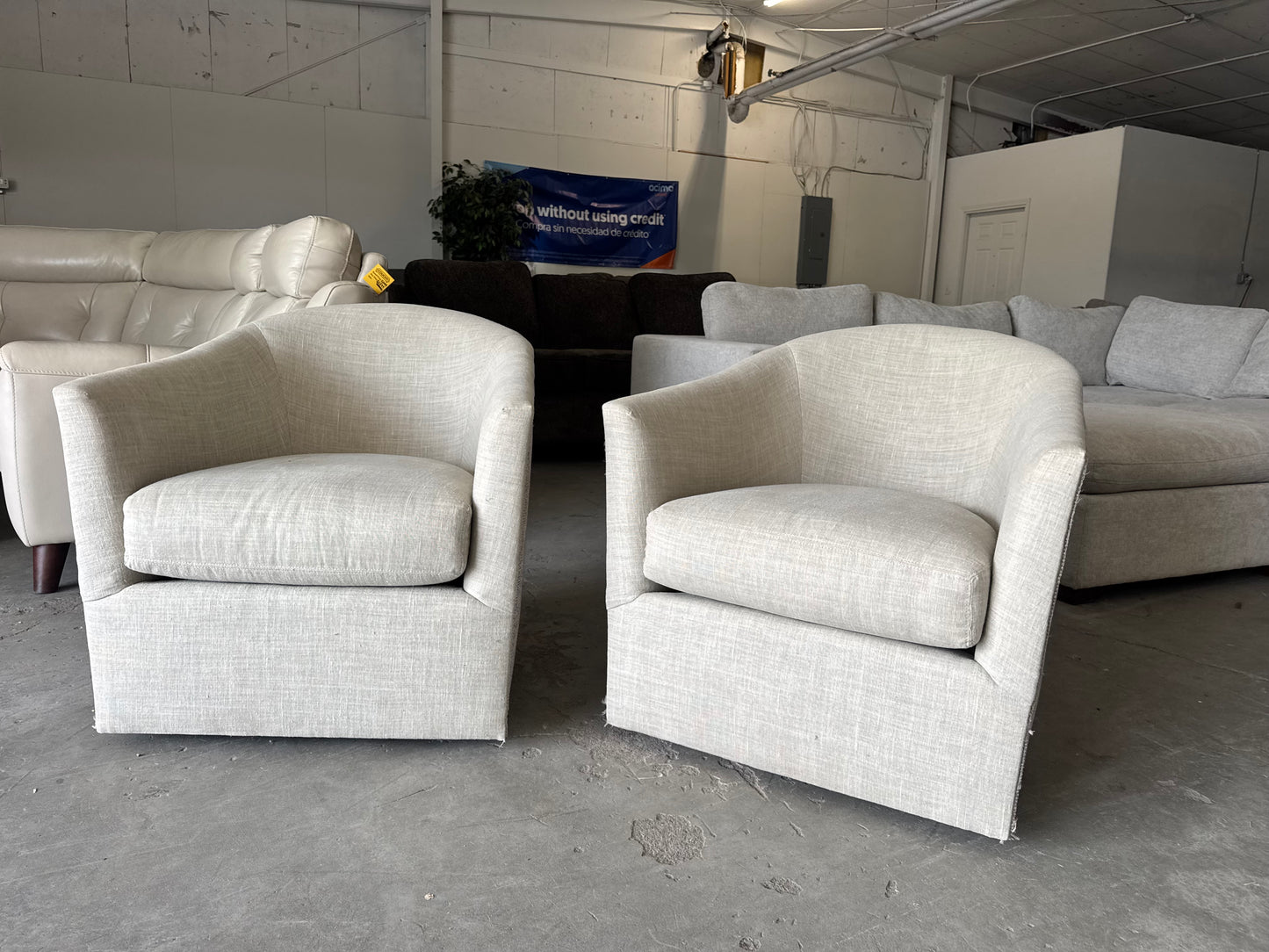 Designer Beige Swivel Chairs (Set of 2)