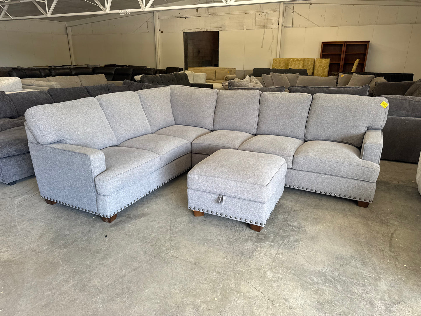 Gray L Shape Sectional with Storage Ottoman