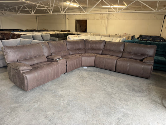 Brown Modular Microfiber Sectional with 3 Power Recliners