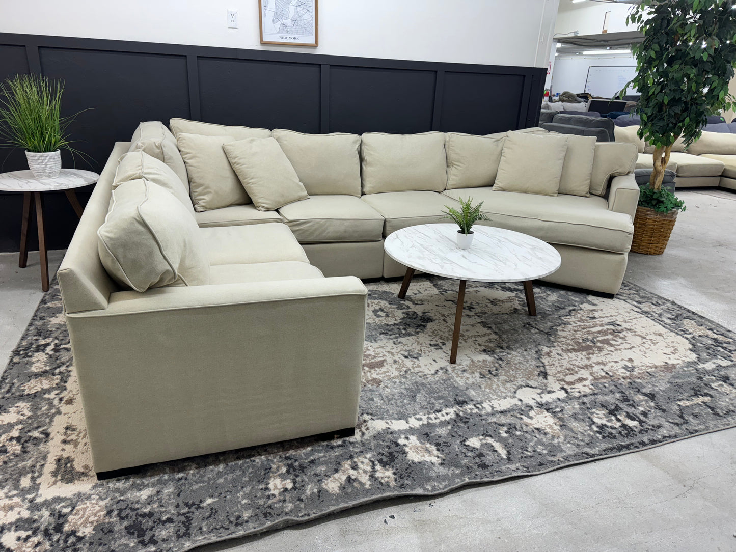 Beige Sectional Couch with Cuddler