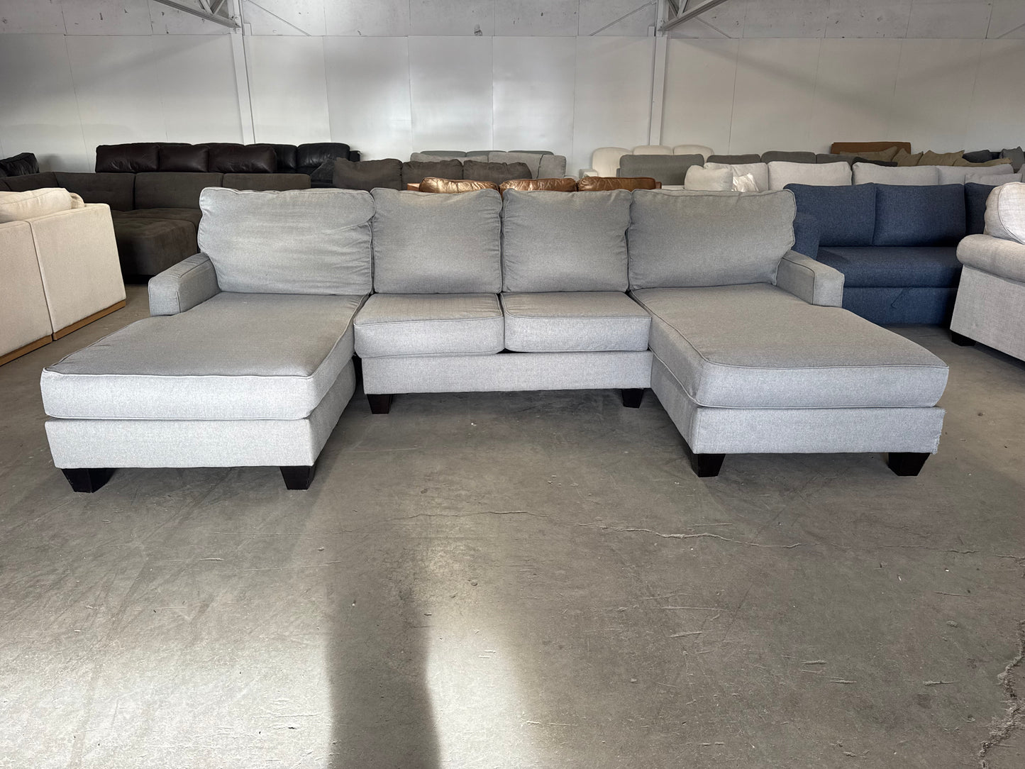 Gray Sectional with Dual Chaise Lounges
