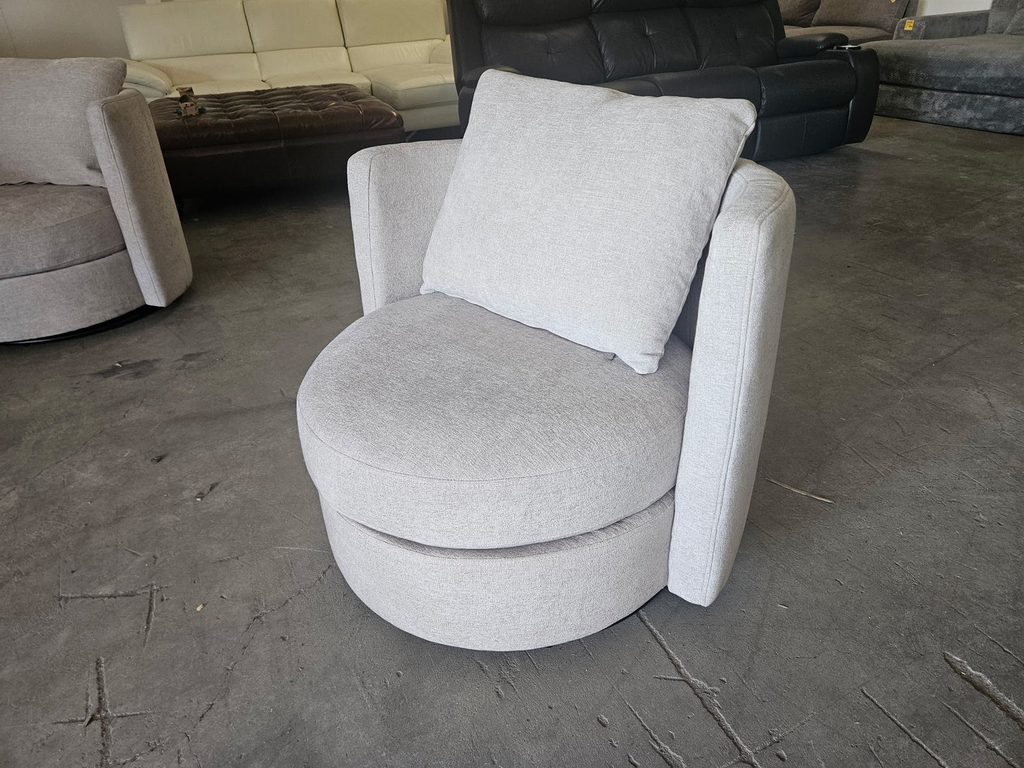 Gray Fabric Swivel Chairs – Set of 2