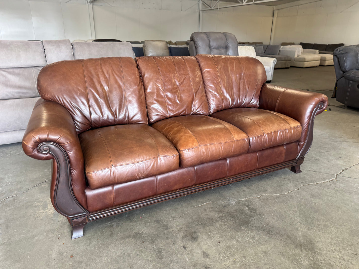 Brown Leather Sofa by Rapallo Leather Company